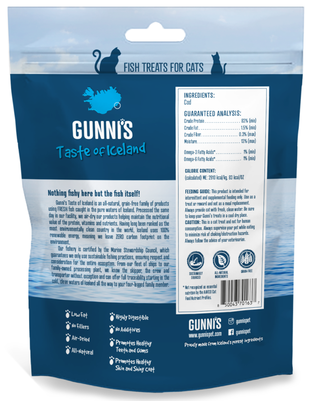 Gunni's Taste of Iceland Cat Treats Cod Mini Morsels