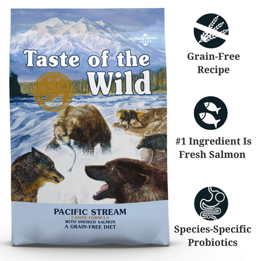 taste of the wild dog food packaging pacific stream formula