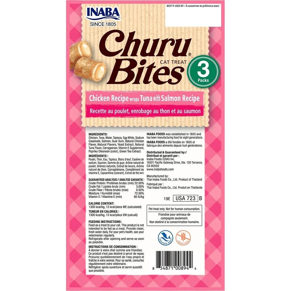 Inaba Churu Bites Chicken Wraps Tuna with Salmon Cat Treats