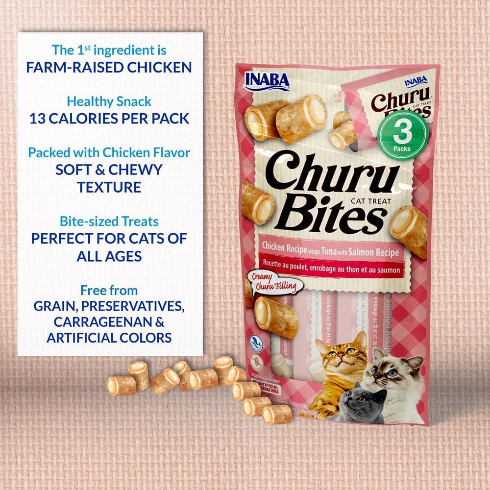 Inaba Churu Bites Chicken Wraps Tuna with Salmon Cat Treats