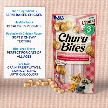 Inaba Churu Bites Chicken Wraps Tuna with Salmon Cat Treats
