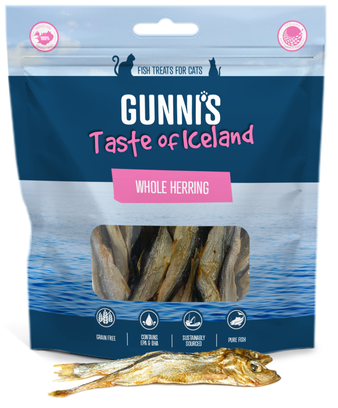 Gunni's Taste of Iceland Cat Treats Whole Herring