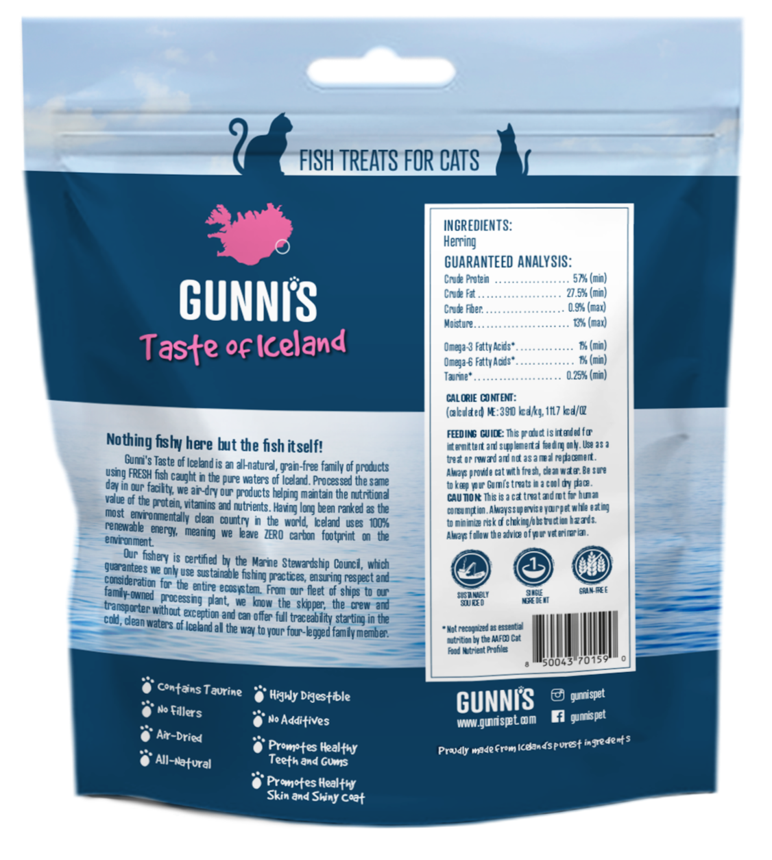 Gunni's Taste of Iceland Cat Treats Herring Omega Bites