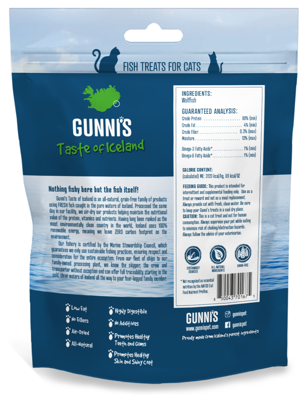Gunni's Taste of Iceland Cat Treats Wolffish Mini Morsels 42.5g