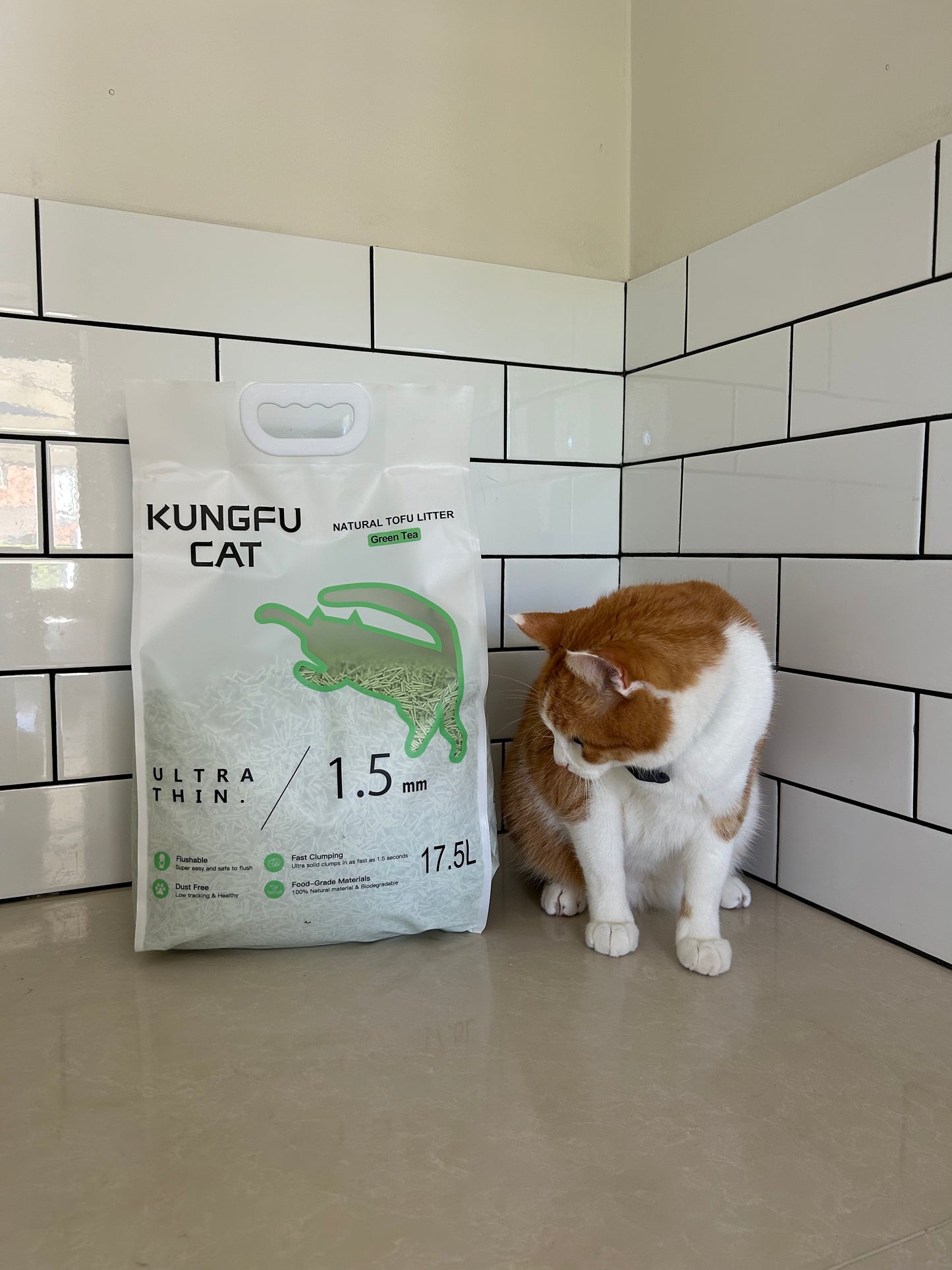 Tofu Cat Litter Green Tea 6.5kg 17.5L Natural Clumping Low Dust Flushable