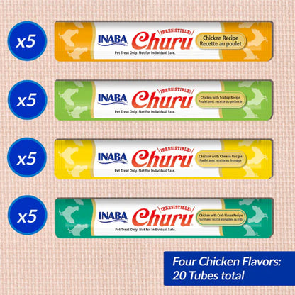 INABA Churu Cat Treat Chicken Variety 20 Pack – Creamy Lickable Treat