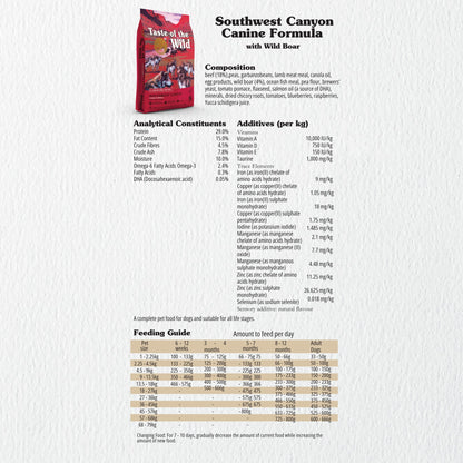 Taste of the Wild Southwest Canyon Canine Dog Food Grain-Free Wild Boar Recipe