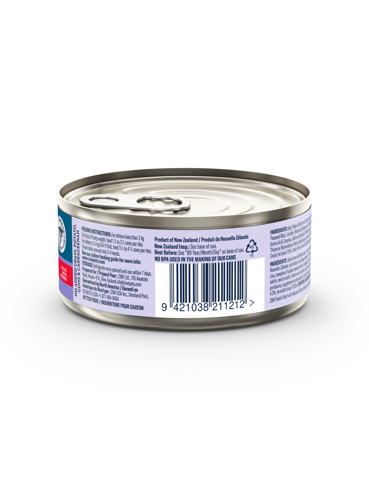 ZIWI Peak Beef with Mackerel (Kitten) Wet Cat Food Grain-Free High Protein Premium