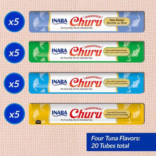 INABA Churu Cat Treat Tuna Variety 20 Pack – Creamy Lickable Treat