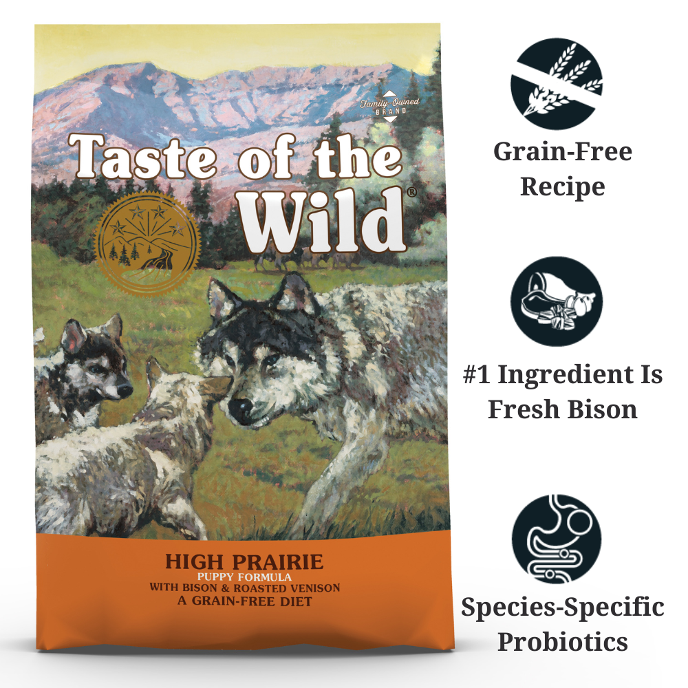 Taste of the Wild High Prairie Puppy Dog Food Grain-Free High Protein ...