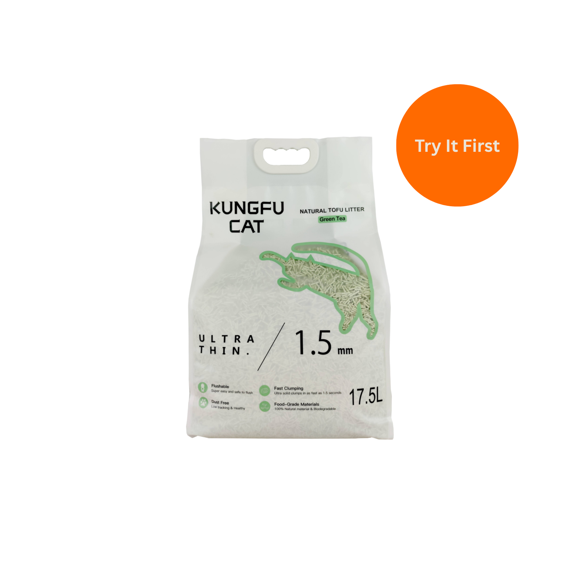 tofu cat litter green tea 6.5kg natural clumping low dust flushable 1 pack