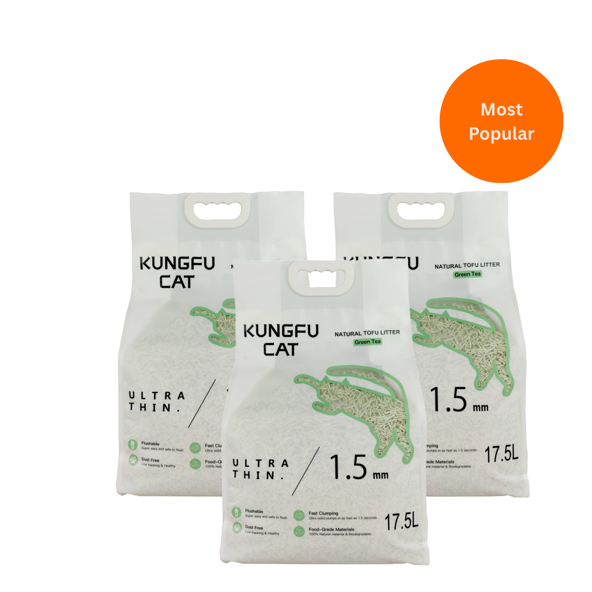 tofu cat litter green tea 6.5kg natural clumping low dust flushable 3 pack