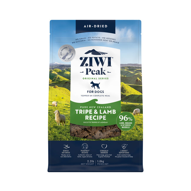 ziwi peak air dried tripe and lamb dog food 1kg grain free high protein