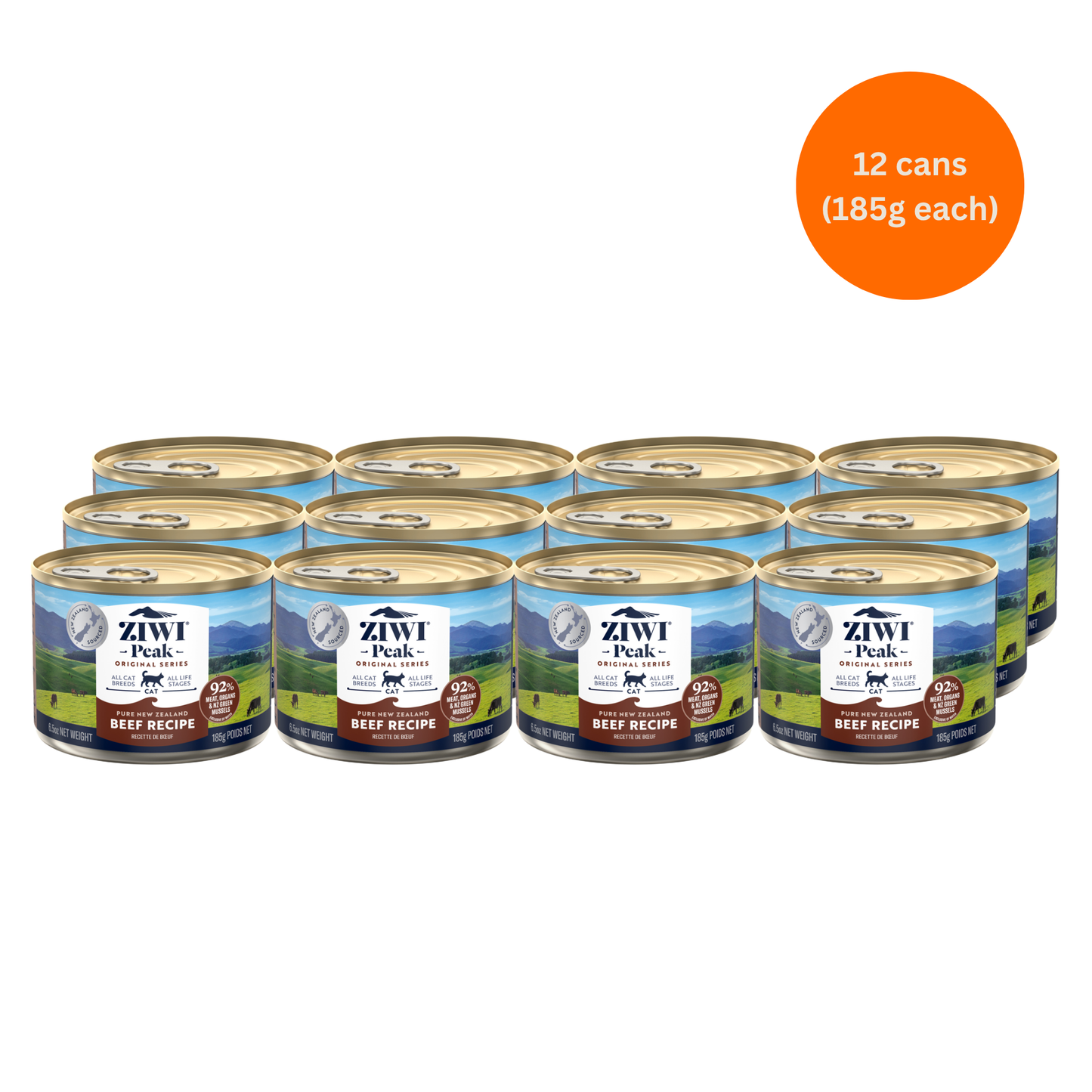 ziwi peak beef wet cat food 185g x 12 premium grain free