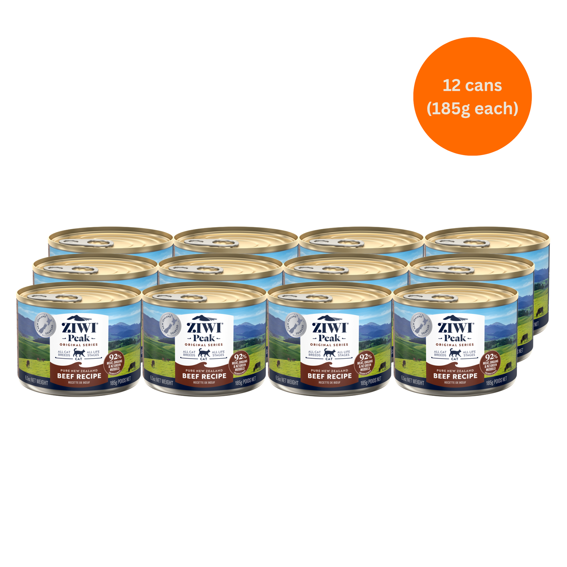 ziwi peak beef wet cat food 185g x 12 premium grain free