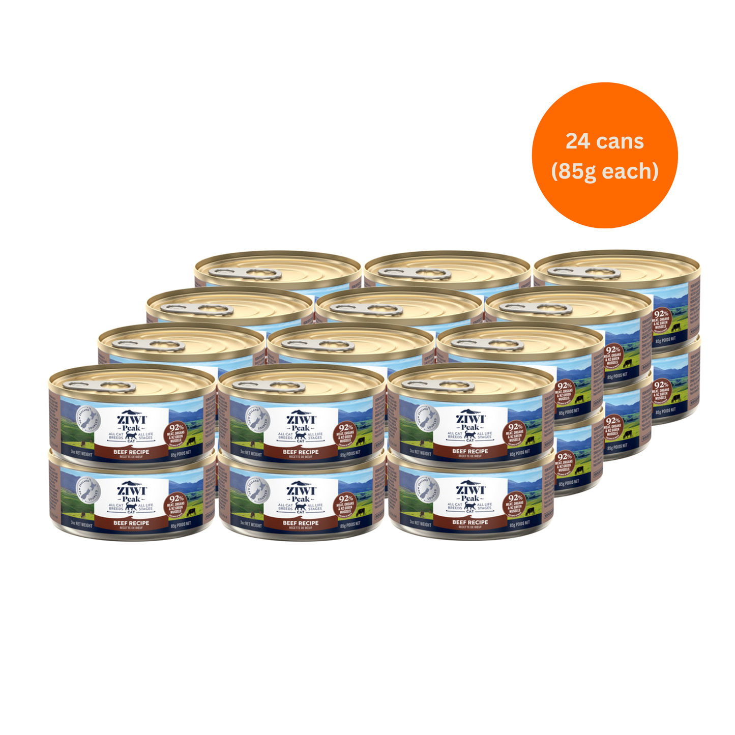 ziwi peak beef wet cat food 85g x 24 premium grain free