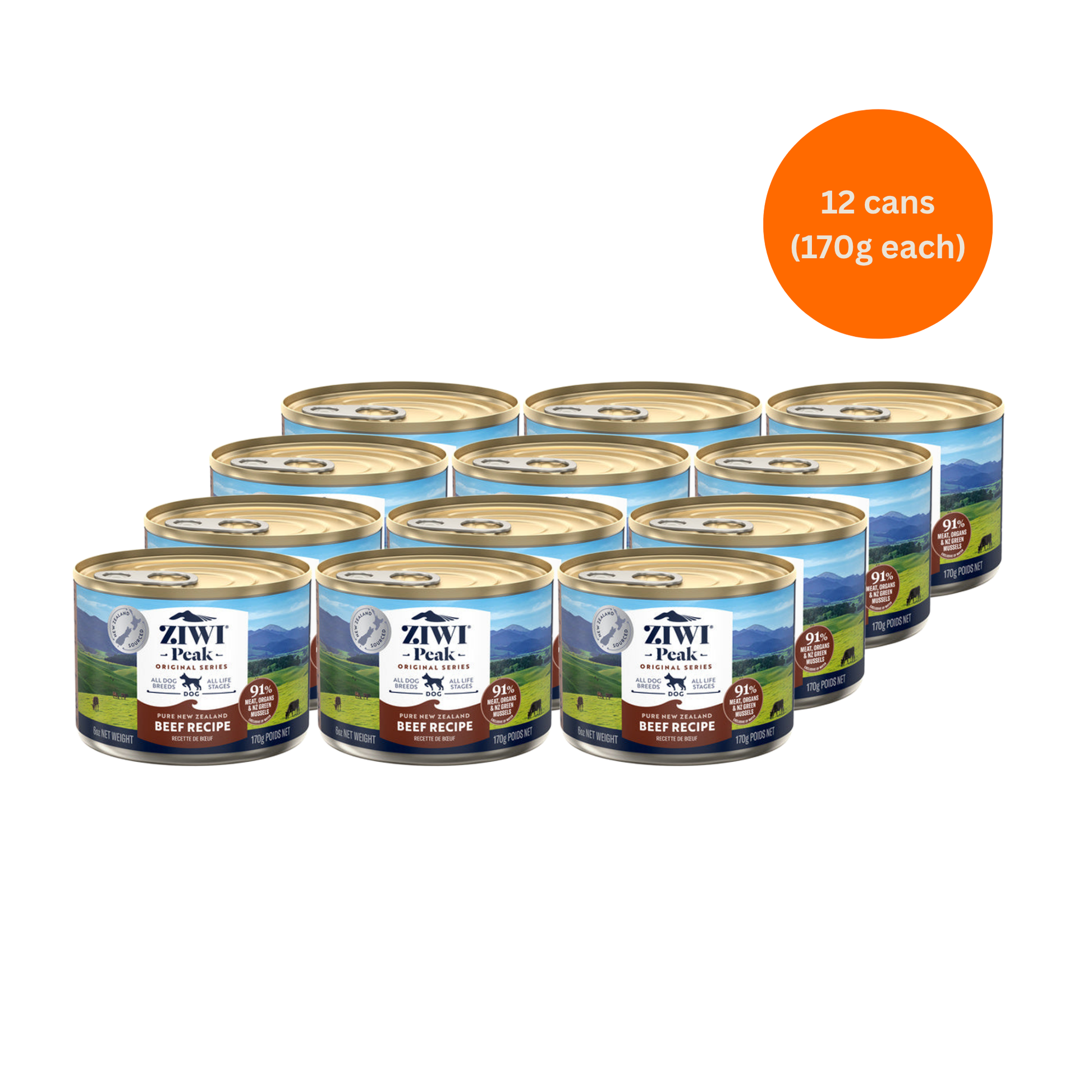 ziwi peak beef wet dog food 170g x 12 premium grain free