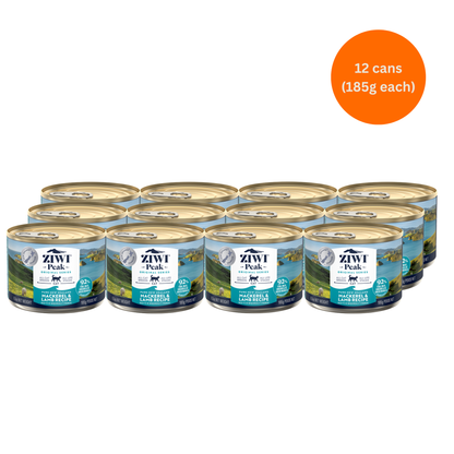 ziwi peak mackerel and lamb wet cat food 185g x 12 premium grain free
