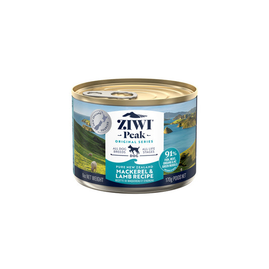 ziwi peak mackerel and lamb wet dog food 170g