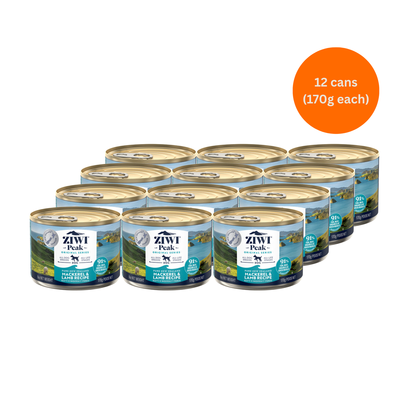 ziwi peak mackerel and lamb wet dog food 170g x 12 premium grain free