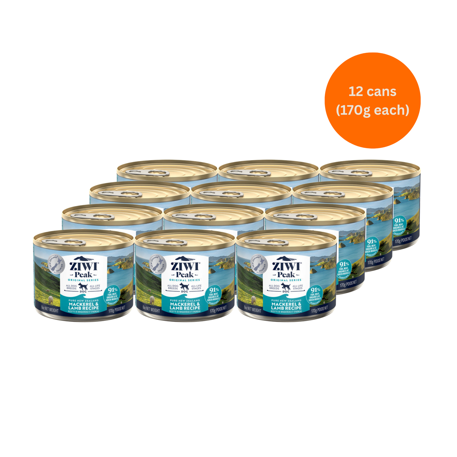ziwi peak mackerel and lamb wet dog food 170g x 12 premium grain free