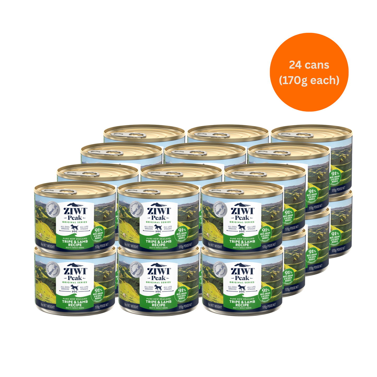 ziwi peak tripe and lamb wet dog food 170g x 24 premium grain free